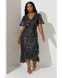 Yours - Metallic Dobby Wrap Dress - Lyst