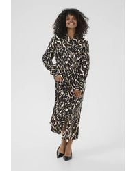 Kaffe - Kamille Long Sleeve Midi Shirt Dress - Lyst