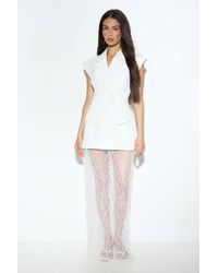 MissPap - Premium Lace Hem Tailored Midi Dress - Lyst