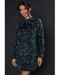 Dorothy Perkins - Velvet Sequin Mini Dress - Lyst