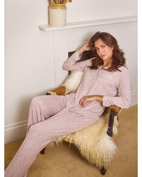 Loungeable - Marl Brushed Rib Long Sleeve Buttoned Pyjamas - Lyst