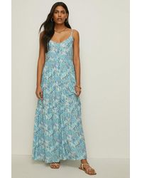 Oasis - Floral Print Button Front Tiered Maxi Dress - Lyst