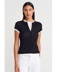 Dilvin - Cotton V-Neck Button T-Shirt - Lyst