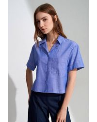 Dilvin - Cotton Poplin Crop Shirt - Lyst