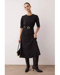 WOVCOR - Belted Midi Dress W/ Ring Detail - Lyst