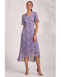 Jolie Moi - Printed Chiffon Glitter Maxi Dress - Lyst