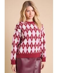 Dorothy Perkins - Argyle Fine Knitted Jumper - Lyst