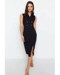WOVCOR - Double Breasted Tailored Midi Woven Dress - Lyst