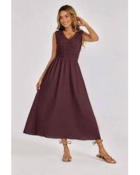FS Collection - Sleeveless Shirred Bodice Midi Dress - Lyst