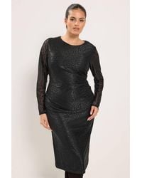 Yours - Leopard Print Ruched Side Midi Dress - Lyst