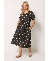 Yours - Polka Dot Midi Smock Dress - Lyst