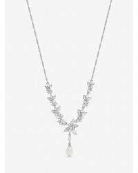 Jon Richard - Rhodium Plated Crystal & Freshweater Pearl Y-Drop Necklace - Lyst