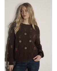 Apricot - Pointelle Knit Floral Embroidered Jumper - Lyst