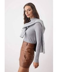 WOVCOR - High Waist Faux Leather Mini Cargo Skirt W/ Pocket Detail - Lyst