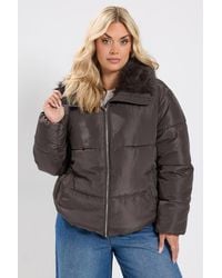 Yours - Funnel Neck Padded Coat - Lyst