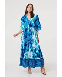 Izabel London - Abstract 3/4 Sleeve Relaxed Maxi Dress - Lyst