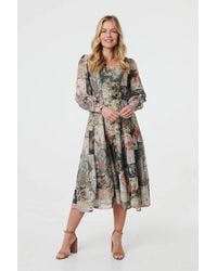 Izabel London - Patchwork Print Tie Waist Midi Dress - Lyst
