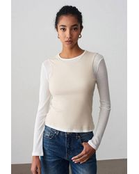 Dilvin - Fitted Cotton Crew Neck Long Sleeve Blouse - Lyst