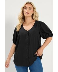 Yours - Button Textured Blouse - Lyst