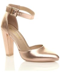 AJVANI - High Block Heel Ankle Strap Pointed Toe Court Shoes - Lyst