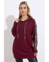 Yours - Leopard Print Trim Hoodie - Lyst
