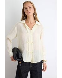 WOVCOR - Relaxed Fit Long Sleeve Shirt W/ Tie Detail - Lyst