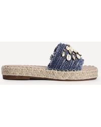 Linzi - Seaside Raffia Embellished Sliders - Lyst