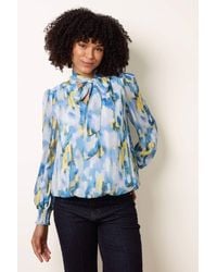 Blue Vanilla - Multi Long Sleeve Slip On Tie Blouse - Lyst