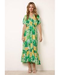 Blue Vanilla - Shirred Waist Short Sleeve V-Neck Maxi Dress - Lyst