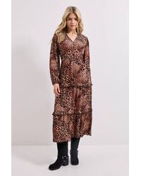 Dorothy Perkins - Button Through Blouson Sleeve Tiered Frill Midi Dress - Lyst