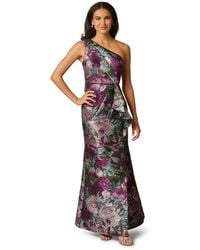Adrianna Papell - One Shoulder Jacquard Gown Dress - Lyst