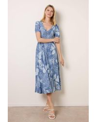 Blue Vanilla - Shirred Waist Short Sleeve Slip On V-Neck Maxi Dress - Lyst