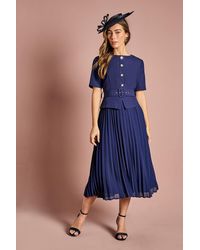 Coast - Short Sleeve Button Down Pleated Skirt Midi Dress - Lyst