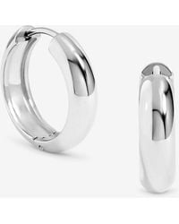 Jon Richard - Waterproof Platinum Plated Small Flat Surface Hoop Earrings - Lyst
