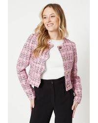 Oasis - Boucle Button Detail Round Neck Jacket - Lyst