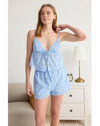 WOVCOR - Floral Embroidered Lined Cami Top & Shorts Pyjama Set - Lyst
