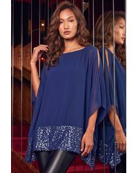 Roman - Sequin Hem Contrast Tunic Top - Lyst