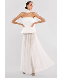 Goddiva - Gathered A Line Glitter Chiffon Maxi Skirt - Lyst