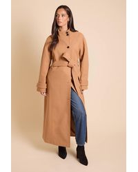 Dorothy Perkins - Classic Midi Funnel Neck Coat - Lyst