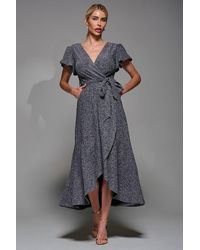 Jolie Moi - Metalic Angel Sleeve Wrap Maxi Dress - Lyst