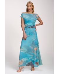 Jolie Moi - Lace Insert Ruched Mesh Maxi Dress - Lyst