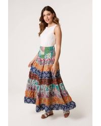 Blue Vanilla - Shirred Waist Multi Maxi Skirt - Lyst