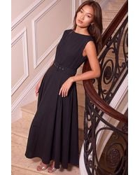 Roman - Belted Fit & Flare Dress - Lyst