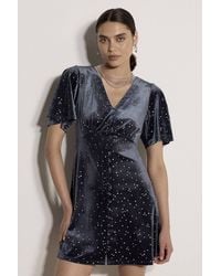 Apricot - Foil Star Velvet Mini Dress - Lyst