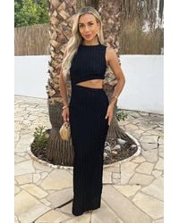 AX Paris - Textured Side Waist Cut Out Midi Dress - Lyst