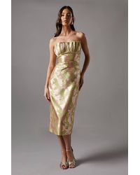 Coast - Jacquard Pleated Bandeau Dress - Lyst