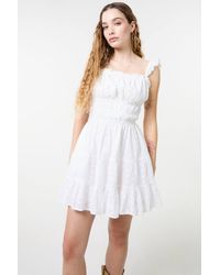 Pink Vanilla - Tie Back Broderie Tiered Mini Dress - Lyst