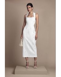 Coast - Halter Satin Midi Wedding Dress With Pearl - Lyst