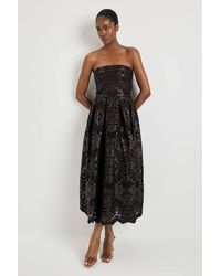 Karen Millen - Faux Leather Cutwork Full Skirted Dress - Lyst