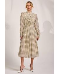 Jolie Moi - Chiffon Print Ruffled Shirt Dress - Lyst